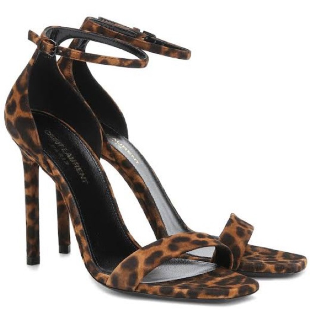 Saint Laurent Amber Leopard Print Suede Heels